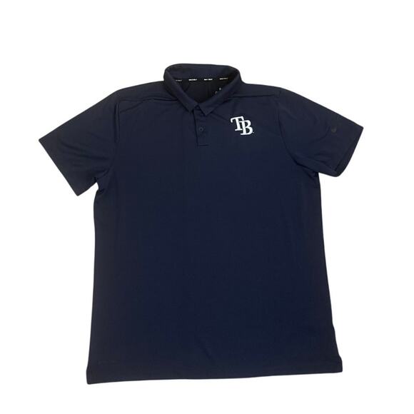 Nike MLB Tampa Bay Blue Dri-Fit Polo Shirt Size Men's Large - Picture 1 of 3